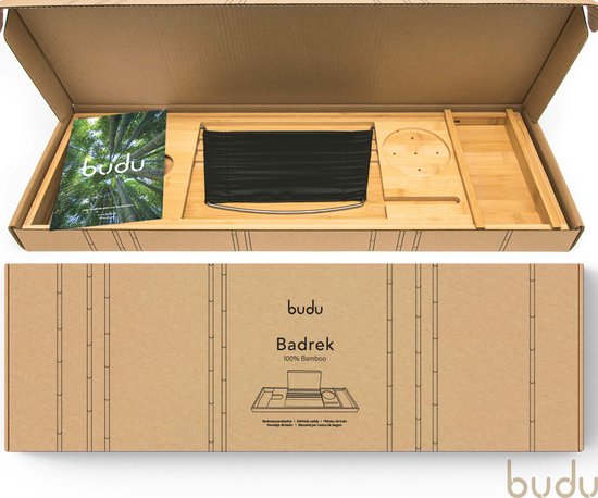 Budu Planche de bain en bambou - Planche de bain en bois - Planche de bain pour le bain - Réglable / Extensible - Support de bain - Support de bain en bambou - 70-105 cm