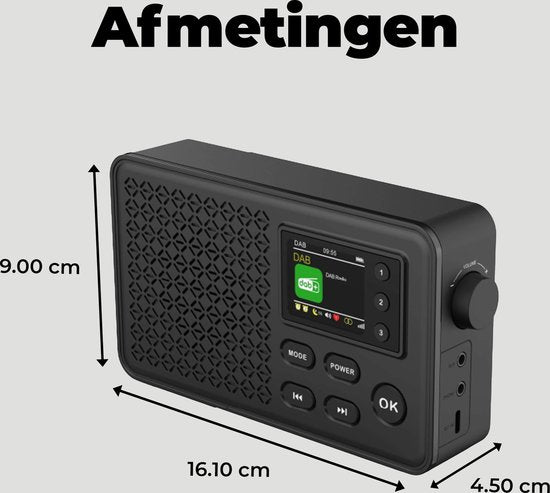 Radio - Denver DAB - Bluetooth - Radio DAB+/FM - 40 stations préréglées - Radio-réveil - DAB57B