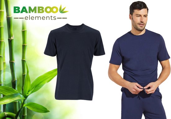 T-shirt en bambou pour homme - Marine - Coupe régulière - T-shirt décontracté pour homme - Bambou - Col rond