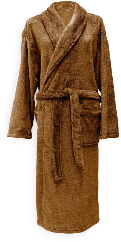 Zohome Peignoir Cara - Peignoir pour femmes et hommes - L - Manteau du matin - Convient pour le sauna - Marron