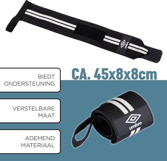 Poignets Umbro - 2 pièces - Protège-poignets - Entraînement musculaire et fitness - Blanc/Noir