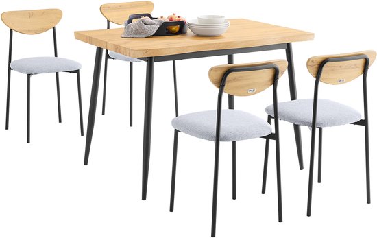 SoBuy OGT52-N Ensemble de table à manger 5 pièces avec chaises confortables, table à manger avec 4 chaises, table de cuisine compacte pour les petits espaces, idéale pour la salle à manger, la cuisine, le salon
