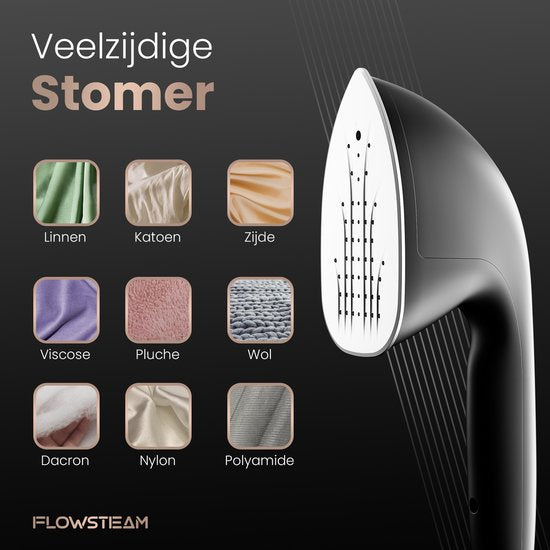FLOWSTEAM® PRO Défroisseur à linge - Défroisseur à main - Nettoyeur vapeur - Défroisseur à linge - 150 minutes de vapeur - Cordon de 2,5 m - Noir