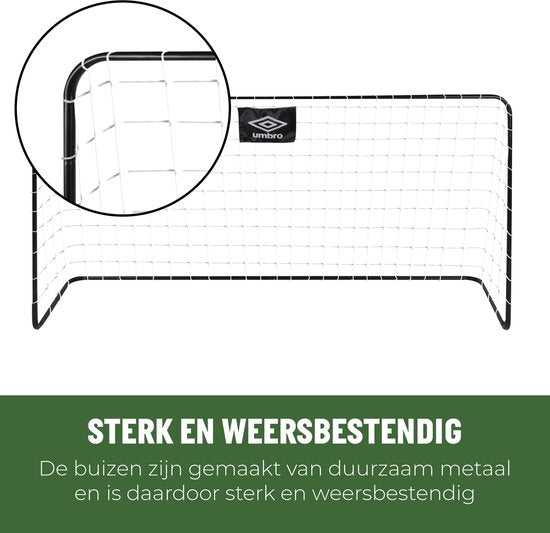 But de football Umbro - But de football 182 x 122 x 61 cm - But de football de grande taille - facile à déplacer - Jouets d'extérieur pour enfants et adultes - But d'entraînement de football - métal - noir/blanc