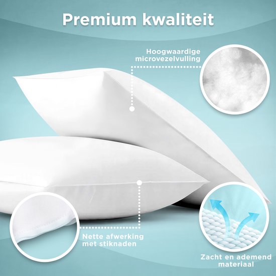 Oreiller CozySense® - Lot de 2 - 50x70 CM - Oreiller de sommeil respirant avec housse en microfibre douce - Oreiller d'hôtel - Oreiller - Pour les dormeurs sur le côté, le ventre et le dos