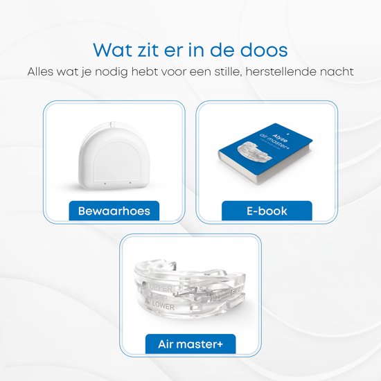 Attelle anti-ronflement - PRO+ - Boîte et livre inclus - Réglable - Pour une bonne nuit de sommeil - Mors de dents - Mors de dents - Transparent sans BPA - Alyze