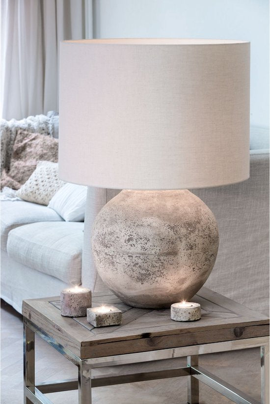 Light & Living Abat-jour cylindrique Livigno - Blanc d'œuf - Ø40x30cm - pour lampes de table, lampadaires, suspensions