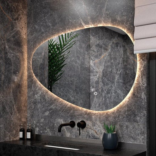 Mirlux Miroir de salle de bain avec éclairage LED - Asymétrique - Miroir mural organique - Miroir de douche anti-condensation - Miroir mural 120x75CM