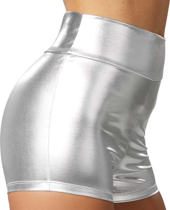 Dressforfun Pantalon de sport métallisé argent S - déguisement costume halloween déguisements carnaval déguisements - 303572