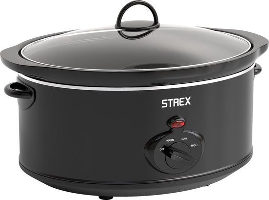 Mijoteuse Strex 6.5L - Cuve intérieure amovible en céramique - Fonction maintien au chaud - Mijoteuse - Noir