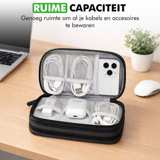 Travelhawk Cable Organiser - Cable Bag - Electronics Organiser Case - Storage Bag for Cables and Accessories - Small - Black