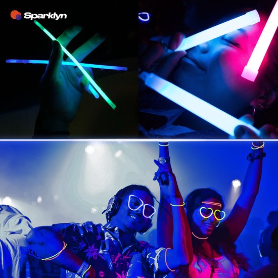 Sparklyn XXL Glow in the Dark Stick Set - 328pcs Glow sticks with accessories - Breaking sticks - Neon Party