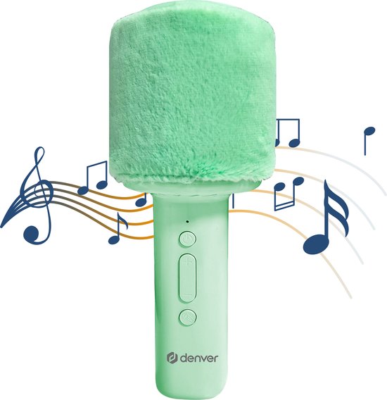 Denver Karaoke Microphone Bluetooth - Sans fil - Haut-parleur avec finition duveteuse - Ensemble Karaoké - AUX - MicroSD - KMS30GN