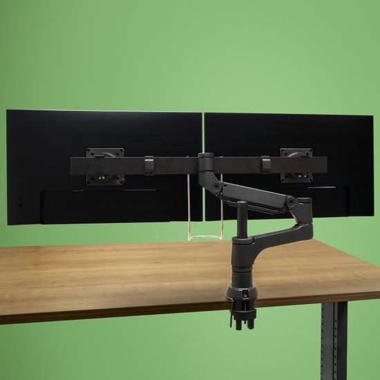 R-Go Tools Smartbar R-Go Caparo bras pour moniteur, avec vérin à gaz pour deux écrans, capacité de charge 3-9 kg, 100% circulaire, noir