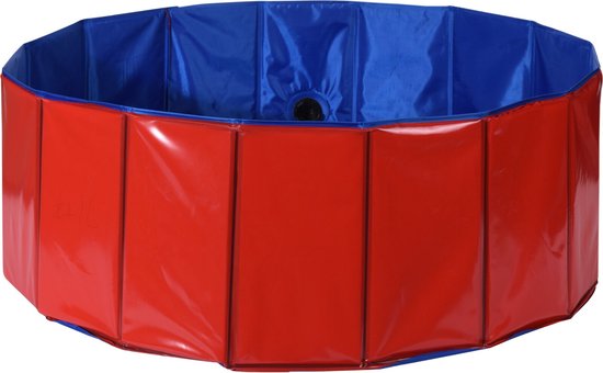 Bassin pour animaux - Ø80x30cm - Bassin pour chiens - Bassin pour animaux - Rouge/Bleu