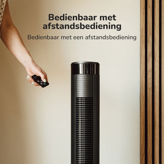 Ventilateur de tour Bloomfold - 38 pouces - Noir - Télécommande - Mode veille - Minuterie 12 heures - Affichage LED complet