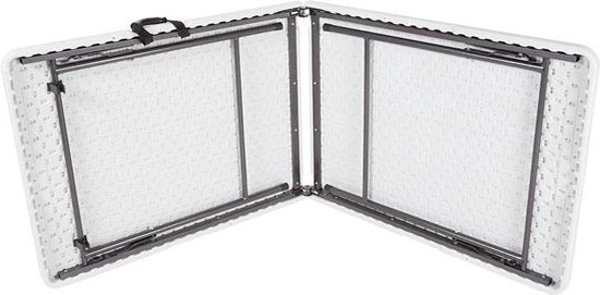 Perel Table pliante, pliable, résistante aux intempéries, poignée, maximum 100 kg, blanc