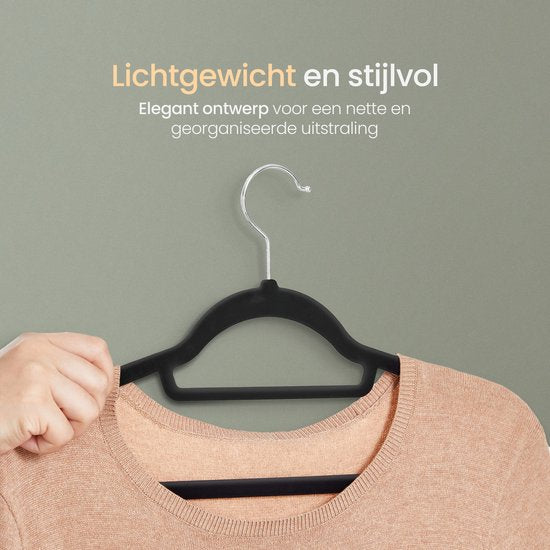 O'DADDY® Velvet Coat Hangers - Cintres - 20 pièces - Antidérapant - 43,5 cm - Cintres en plastique - Noir