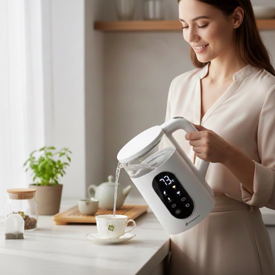 Bouilloire HomeShift® avec contrôle de la température - Fonction maintien au chaud - Double paroi - Électrique - 1,7 Litre - 2200W - Blanc