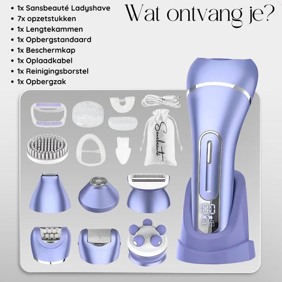 Sansbeauté® 7 in 1 Ladyshaves for Women - Face - Underarms - Legs - Epilator - Trimmer for Women & Ladies - Bikini trimmer Ladies - Shaver Woman