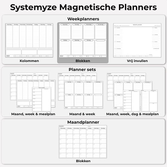 Systemyze Week Planner Whiteboard - Tableau de planning magnétique - Planning mensuel magnétique - Avec marqueurs et gomme - Format A3