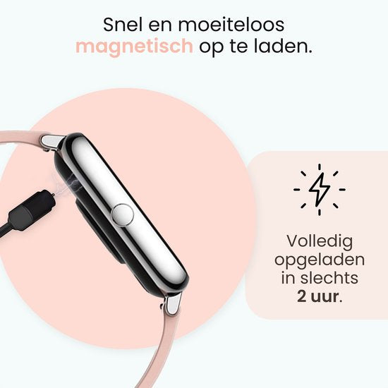 MAOO AMPLIFY Smartwatch - Protection d'écran incluse - Fréquence cardiaque, pression artérielle, saturation sanguine, sommeil, distance - Podomètre - Smartwatch femmes - Montre - Cadeau de Noël - Rose