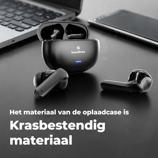 Soundfront Ultimate Wireless Earphones - Ecouteurs Bluetooth - 26dB Active Noise Cancelling - Ecouteurs sans fil - Convient aux Smartphones et aux ordinateurs portables - Noir