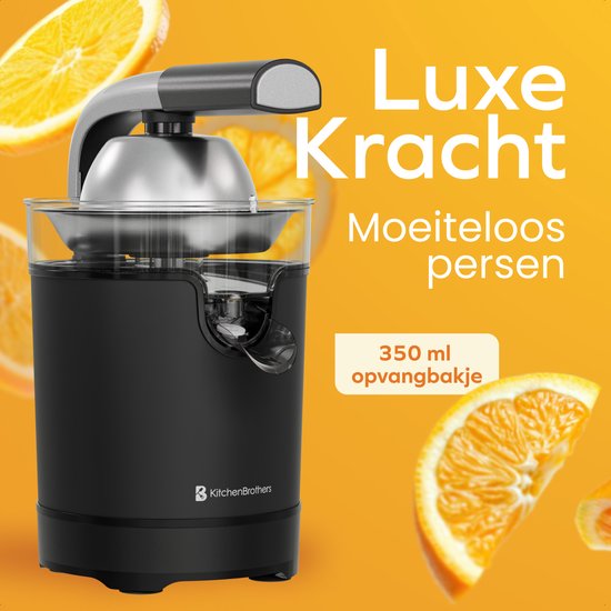 KitchenBrothers Presse-agrumes - Compact - Avec bec et levier de pression - 0.35L - Noir