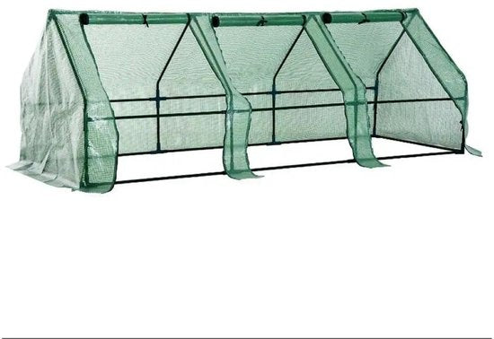 Ceruzo serre 270 cm - Serre à feuilles - 3 portes - Serre - Jardin - 270 x 90 x 90cm