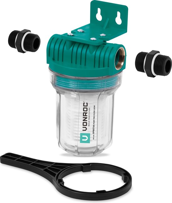 VONROC Préfiltre pour pompes et pompes hydroniques - 12cm - Max. 4000l/h - Préfiltre universel