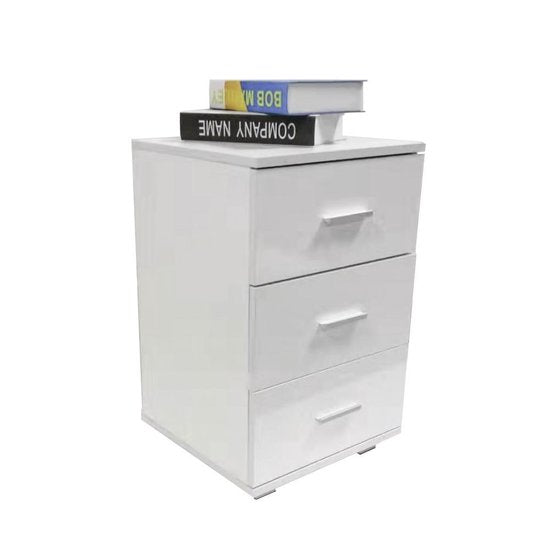 Table de chevet meuble d'entrée 3 tiroirs 63 cm de haut blanc