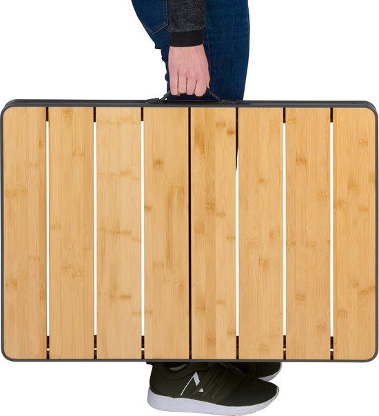 Table de camping Campe Active pliable - Table pliante - Table pliante - Table pliante - Hauteur réglable - 75 x 55 x 31 - 71 cm - Bambou et aluminium