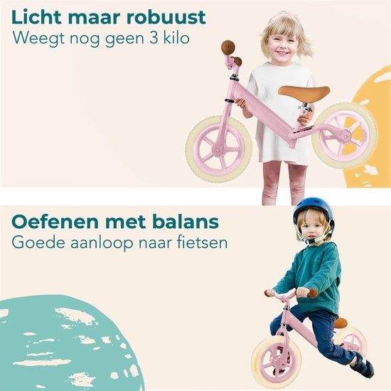 LifeGoods Vélo d'équilibre - 2-5 ans - Garçons et filles - Vélo d'équilibre - Rose