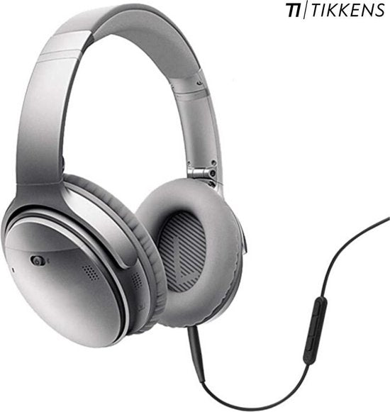 TIKKENS® Câble audio - Prise 2,5 mm vers prise 3,5 mm - Noir - 1,35 m - Aux - Microphone - Convient pour Bose Quietcomfort 25/35, Apple - Casque supra-auriculaire - Câble d'extension