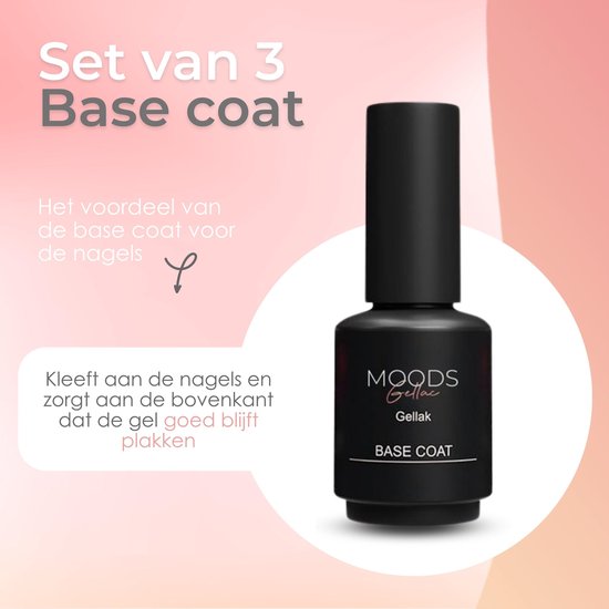 Moods Gellac - Base Coat - Vernis à ongles - Gel Paint Starter Pack - Ongles - Gel Paint Set - 15 ML