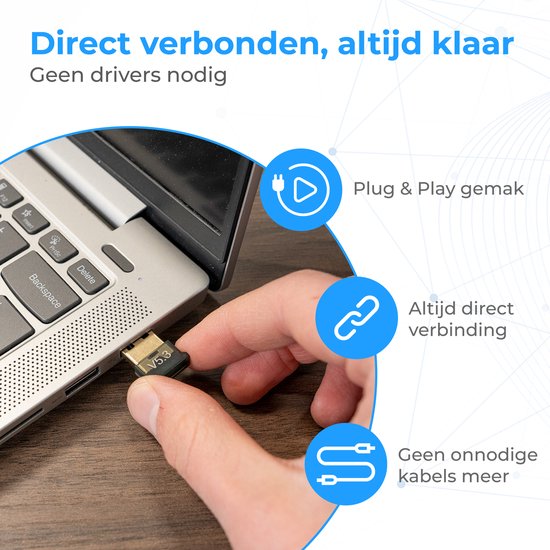 Adaptateur Bluetooth Nuvance - 5.3 - Récepteur Bluetooth - USB - Dongle Bluetooth PC - Convient à Windows 11/10/8/7