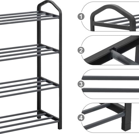 Rangement pour chaussures - Rangement pour chaussures - Support pour chaussures - Etagère pour chaussures - Rangement pour chaussures - Présentoir pour chaussures - Gris - 79x19.5x62cm