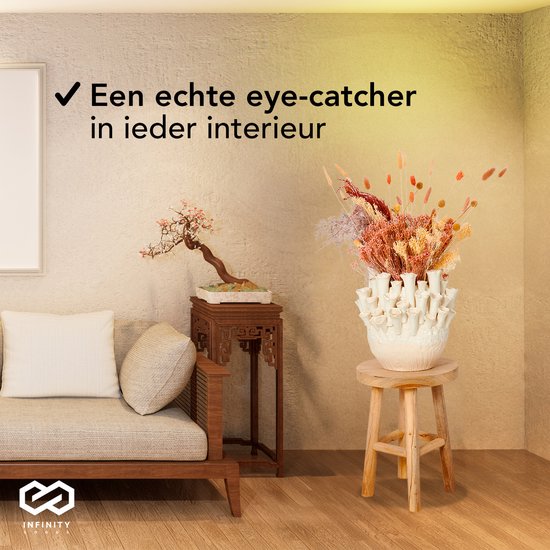 Infinity Goods Stool Bois - Teck - Table d'appoint - Tabouret - Table à plantes - Marchepied - Jusqu'à 150 kg - Marron