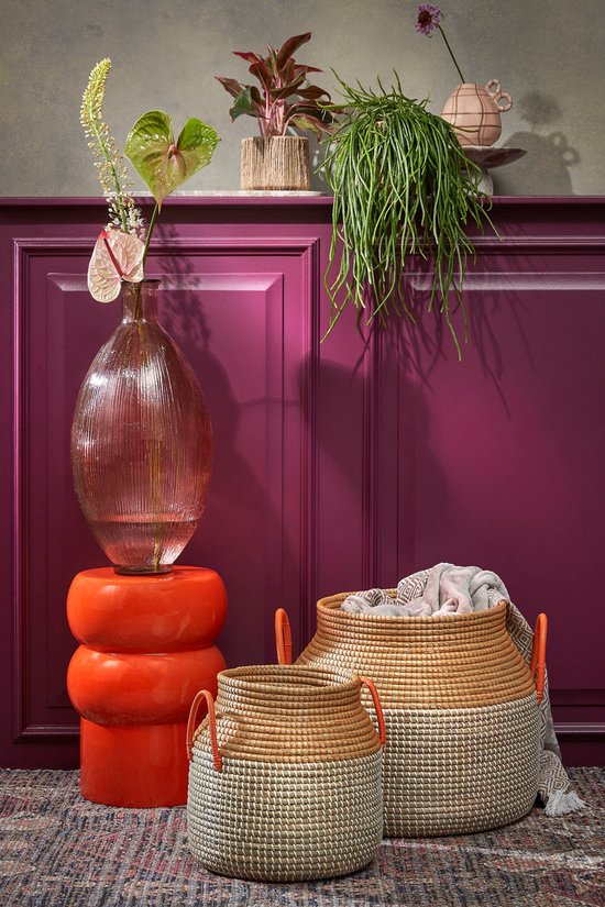 Mica Decorations Panier de rangement Milou - Lot de 2 - H43 x Ø50 cm - Seagrass - Jaune