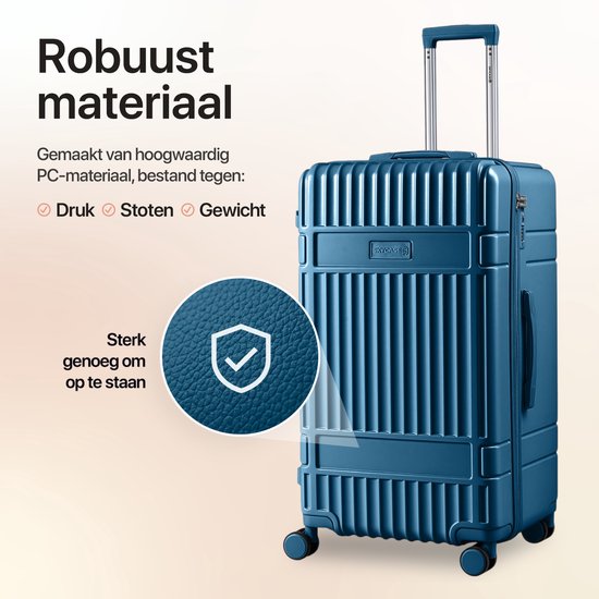 SKYCASES Valise de voyage à coffre - Classic Heritage - Valise extra-large - 110L - Serrure TSA - Trolley léger - 78x44x36 cm - Valise à roulettes à coffre - Roues pivotantes - Bleu foncé