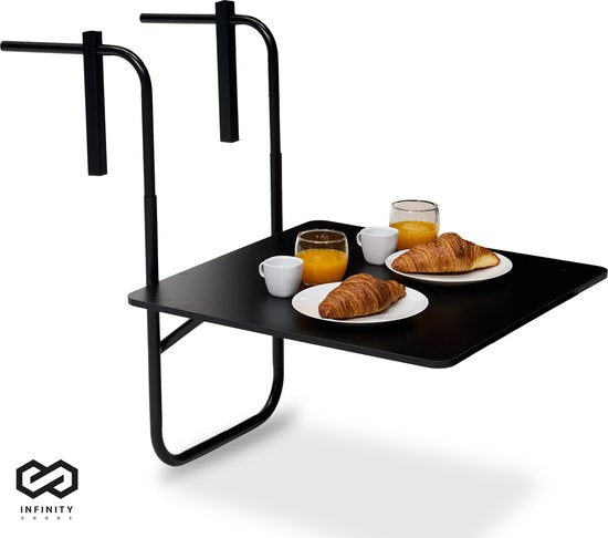 Infinity Goods Table de balcon - pliante - 60 x 60 CM - réglable - suspendue - noire