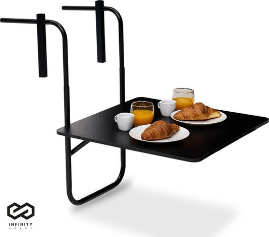 Infinity Goods Table de balcon - pliante - 60 x 60 CM - réglable - suspendue - noire