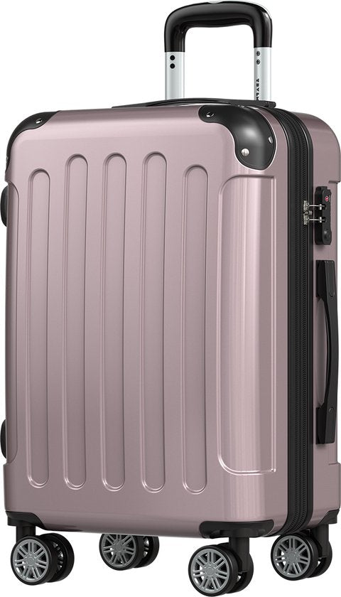 TRVLMORE Valise à main - 45L - Serrure TSA - Léger - Extensible - Trolley - 54x36x22cm - Rose Gold