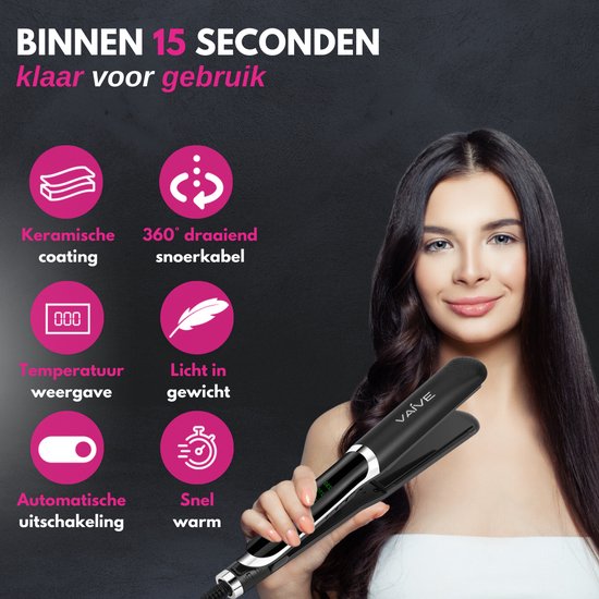 VAIVE Lisseurs - 2 en 1 - Lisser et Boucler - Céramique - 60ºC - 230ºC - Fer à friser