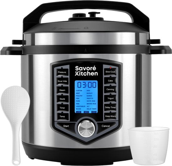 Savoré Kitchen Autocuiseur - 6L - Sans PFAS - Autocuiseur, rice cooker, slow cooker, steamer & sous-vide en un - Multicooker