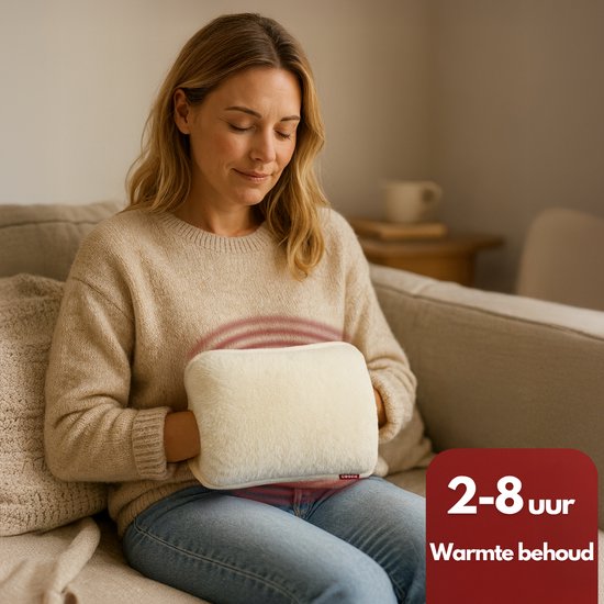 Carafe électrique Coozie - 1L - avec manchon en peluche ThermoSoft - Carafe d'eau chaude chauffante et douce - Carafe chaude - Beige