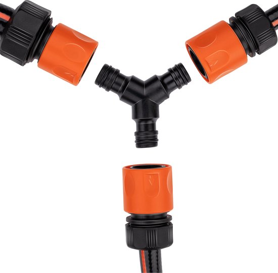 BLACK+DECKER Coupleur de tuyau d'arrosage - 3 voies - 7 x 6 x 2.1 CM - Noir