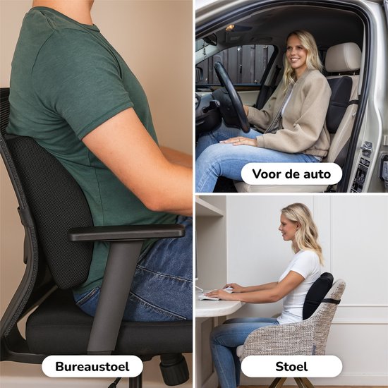 Alyze Coussin ergonomique pour le dos - Coussin lombaire voiture - Bas du dos - Coussin de lecture - Mousse à mémoire de forme - Coussin de soutien pour le lit et le canapé - Coussin de soutien orthopédique avec housse lavable