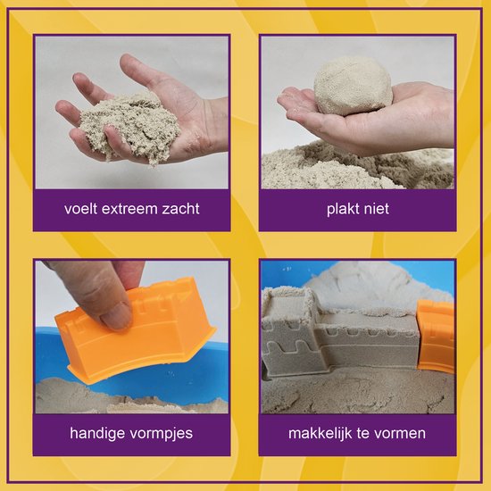 KidzKraze® Building World Play Sand - 1,6 kg de sable brun collant pour l'intérieur - Avec moules et jouets - Boîtier de jeu et de rangement inclus - Sensoriel - Jouets - bac à sable pour enfants - The Big Toy Book 2025