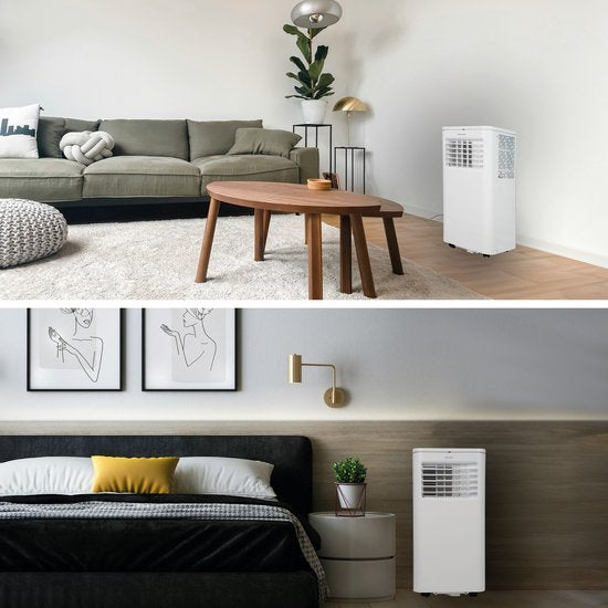 BRASQ 3-in-1 Climatiseur mobile avec kit d'étanchéité de fenêtre - Avec télécommande - Convient pour Chambre à coucher - Salon - Bureau - Climatiseur jusqu'à 16m2 - 9000 BTU - Blanc